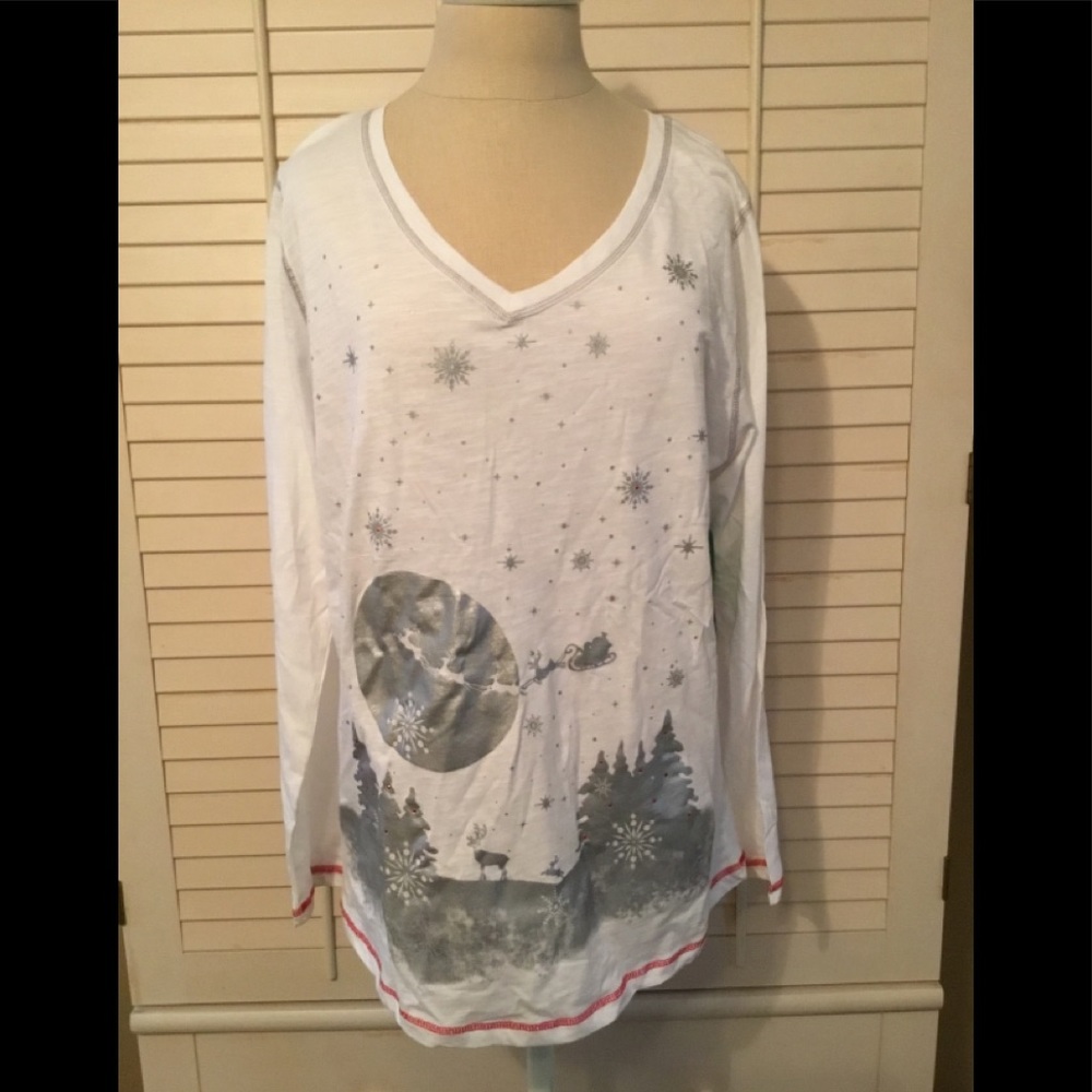 Hillard & Hanson Christmas Tee Santa Sleigh 1X